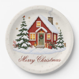 ヴィンテージ ノルディック クリスマスコテージ ホリデーパーティー ペーパープレート