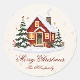 ヴィンテージ ノルディック クリスマスコテージ ホリデーパーティー ラウンドシール