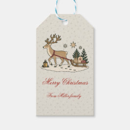 ヴィンテージ ノルディック クリスマス シカ ソリ パーティー ギフトタグ