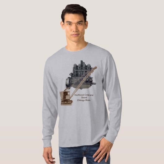 ヴィンテージ・ノースウェスト・クレーン・ショベル重装置 Tシャツ (正面フル)