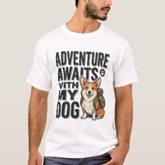 ヴィンテージ ハイキング デザイン 愛犬と冒険 Tシャツ