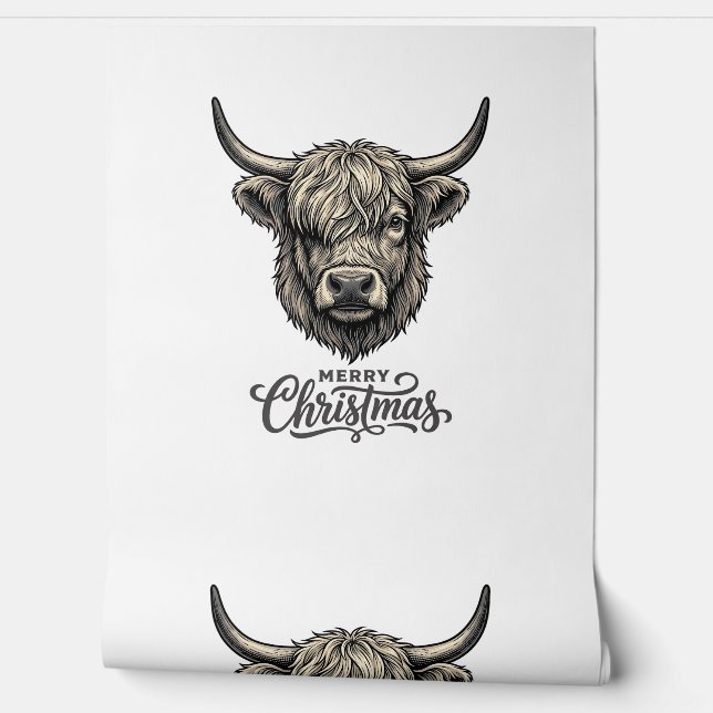 ヴィンテージ ハイランドカウ クリスマスTシャツ_1 壁紙 (ほどく)