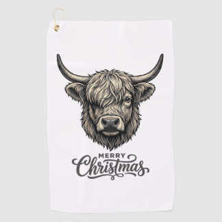 ヴィンテージ ハイランドカウ メリークリスマスTシャツ_1 ゴルフタオル