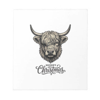 ヴィンテージ ハイランドカウ メリークリスマスTシャツ_1 ノートパッド