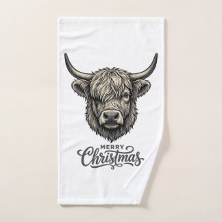 ヴィンテージ ハイランドカウ メリークリスマスTシャツ_1 ハンドタオル