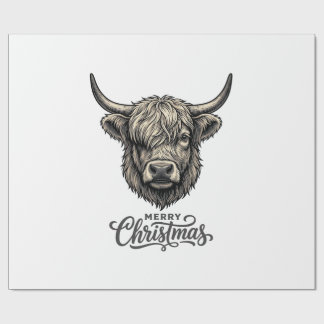 ヴィンテージ ハイランドカウ メリークリスマスTシャツ_1 ラッピングペーパー