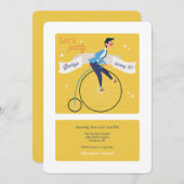 ヴィンテージ ハイ ホイール 自転車 招待状 (正面/裏面)