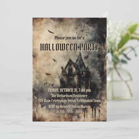 ヴィンテージ ハウンテッド マンション ハロウィン パーティー 招待状 (スタンド正面)