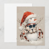 ヴィンテージ ハエトリグモの雪だるま クリスマスカード (正面/裏面)