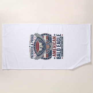 ヴィンテージ ハクトウワシ プリント クラシカルなペイトリオティックTシャツ (3 ビーチタオル