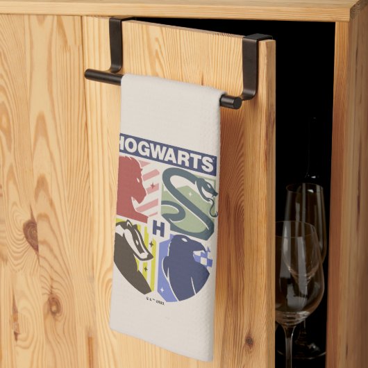 ヴィンテージ ハグウォーツ™ エンブレムスタンプ入り キッチンタオル (三つ折り)