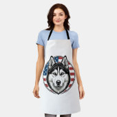 ヴィンテージ・ハスキー愛国犬ベクターTシャツデザイン_1 エプロン (着用した状態)