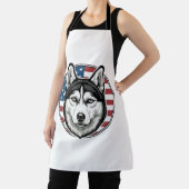 ヴィンテージ・ハスキー愛国犬ベクターTシャツデザイン_1 エプロン (インサイチュ)