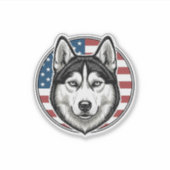 ヴィンテージ・ハスキー愛国犬ベクターTシャツデザイン_1 シール (正面)
