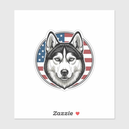 ヴィンテージ・ハスキー愛国犬ベクターTシャツデザイン_1 シール (シート)