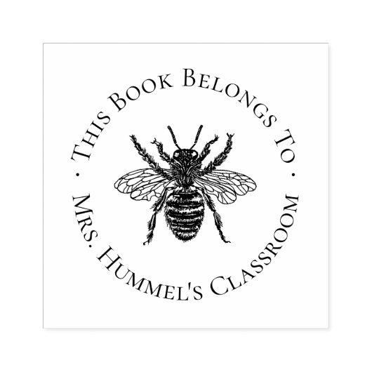 ヴィンテージ ハチの先生 名札 ラベル ラバースタンプ (インプリント)