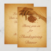 ヴィンテージ ハッピーサンクスギビング 小麦ととうもろこし 招待状 (正面/裏面)