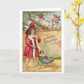 ヴィンテージ-ハッピーバースデーの驚き カード (黄色い花)