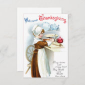 ヴィンテージ ハッピー サンクスギビング 水彩画 招待状 (正面/裏面)