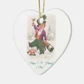 ヴィンテージ ハッピー セントパトリックデー シャムロック シャンパン セラミックオーナメント (左)