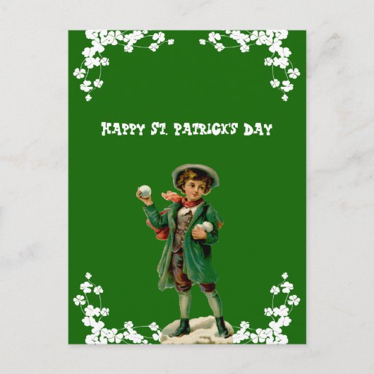 ヴィンテージ ハッピー セントパトリックデー 息子 孫 かわいい シーズンポストカード (正面)