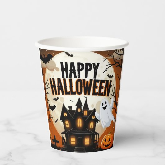 ヴィンテージ ハッピー ハロウィン アート 紙コップ (正面)