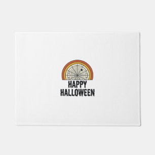 ヴィンテージ ハッピー ハロウィン クモの巣 ベクター デザイン_1 ドアマット