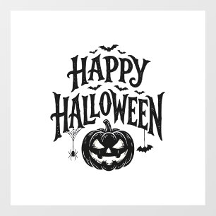 ヴィンテージ ハッピー ハロウィン パンプキン コウモリ Tシャツ デザイン 1 ウィンドウサイン