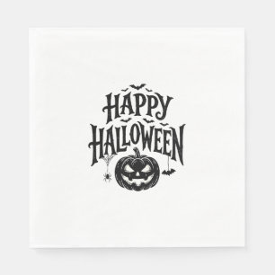 ヴィンテージ ハッピー ハロウィン パンプキン コウモリ Tシャツ デザイン 1 スタンダードランチョンナプキン