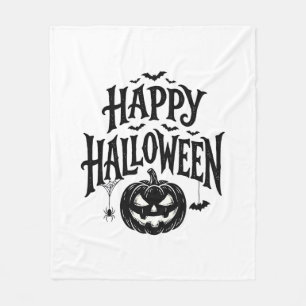 ヴィンテージ ハッピー ハロウィン パンプキン コウモリ Tシャツ デザイン 1 フリースブランケット