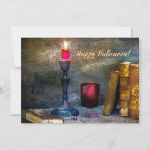 ヴィンテージ ハッピー ハロウィン 赤いキャンドル & 古い本 (正面)