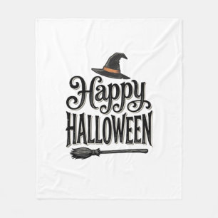 ヴィンテージ ハッピー ハロウィン 魔女の帽子 Tシャツ デザイン 1 フリースブランケット