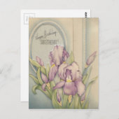 ヴィンテージ ハッピー バースデー スイートハート ウィズ アイリス ポストカード (正面/裏面)