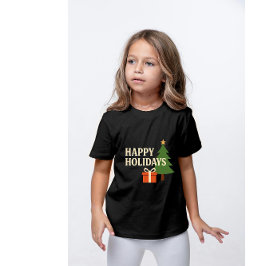 ヴィンテージ ハッピー ホリデー クリスマスツリー & プレゼント イラスト Tシャツ