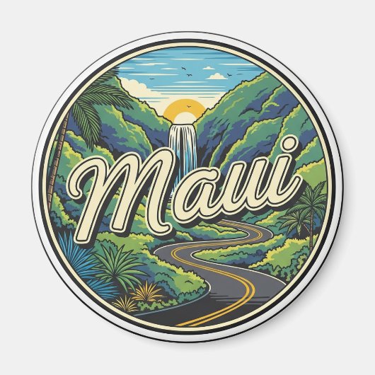ヴィンテージ ハナへの道 マウイ ハワイ 旅行 マグネット (正面)