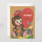 ヴィンテージ「ハニークマ」バレンタイン シーズンポストカード (正面/裏面)