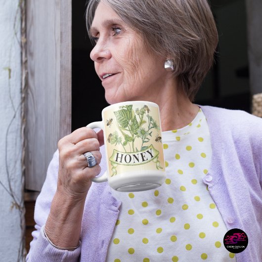 ヴィンテージ ハニービー ボタニカル イラスト コーヒーマグカップ