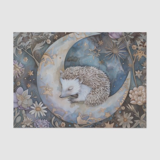 ヴィンテージ ハリネズミ 森林 花柄 ウィリアム・モリス 薄葉紙 (正面)