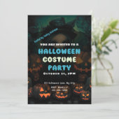 ヴィンテージ・ハロウィンのかわいい魔女のジャックオーランタン 招待状 (スタンド正面)