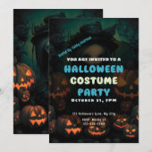 ヴィンテージ・ハロウィンのかわいい魔女のジャックオーランタン 招待状 (正面/裏面)