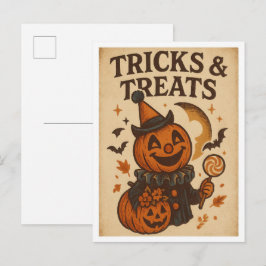 ヴィンテージ・ハロウィンのトリックとトリート ポストカード