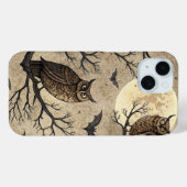 ヴィンテージ・ハロウィンのフクロウと月 Case-Mate iPhoneケース (裏面 (横))