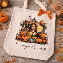 ヴィンテージ・ハロウィンのユーモラスな魔女の引用付デザイン トートバッグ