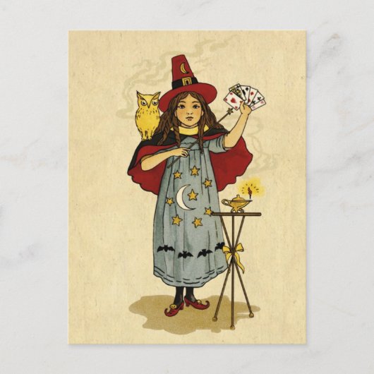 ヴィンテージ ハロウィンの魔法 ポストカード (正面)