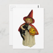 ヴィンテージ ハロウィンガール ポストカード (正面/裏面)