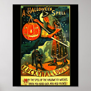 ヴィンテージ ハロウィングラフィック 簡単 コスチューム 魔法使い と C ポスター