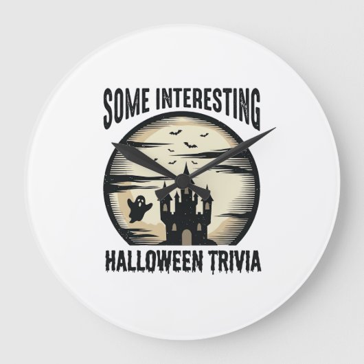 ヴィンテージ・ハロウィントリビア幽霊月Tシャツデザイン_1 ラージ壁時計 (正面)