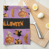 ヴィンテージ ハロウィンパターン装飾キッチン キッチンタオル (四つ折り)