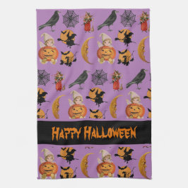 ヴィンテージ ハロウィンパターン装飾キッチン キッチンタオル