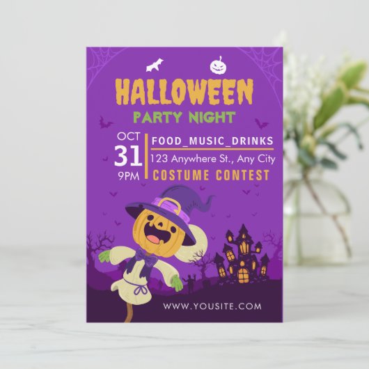 ヴィンテージ ハロウィンパーティー招待状、コスチュームパーティー 招待状 (スタンド正面)
